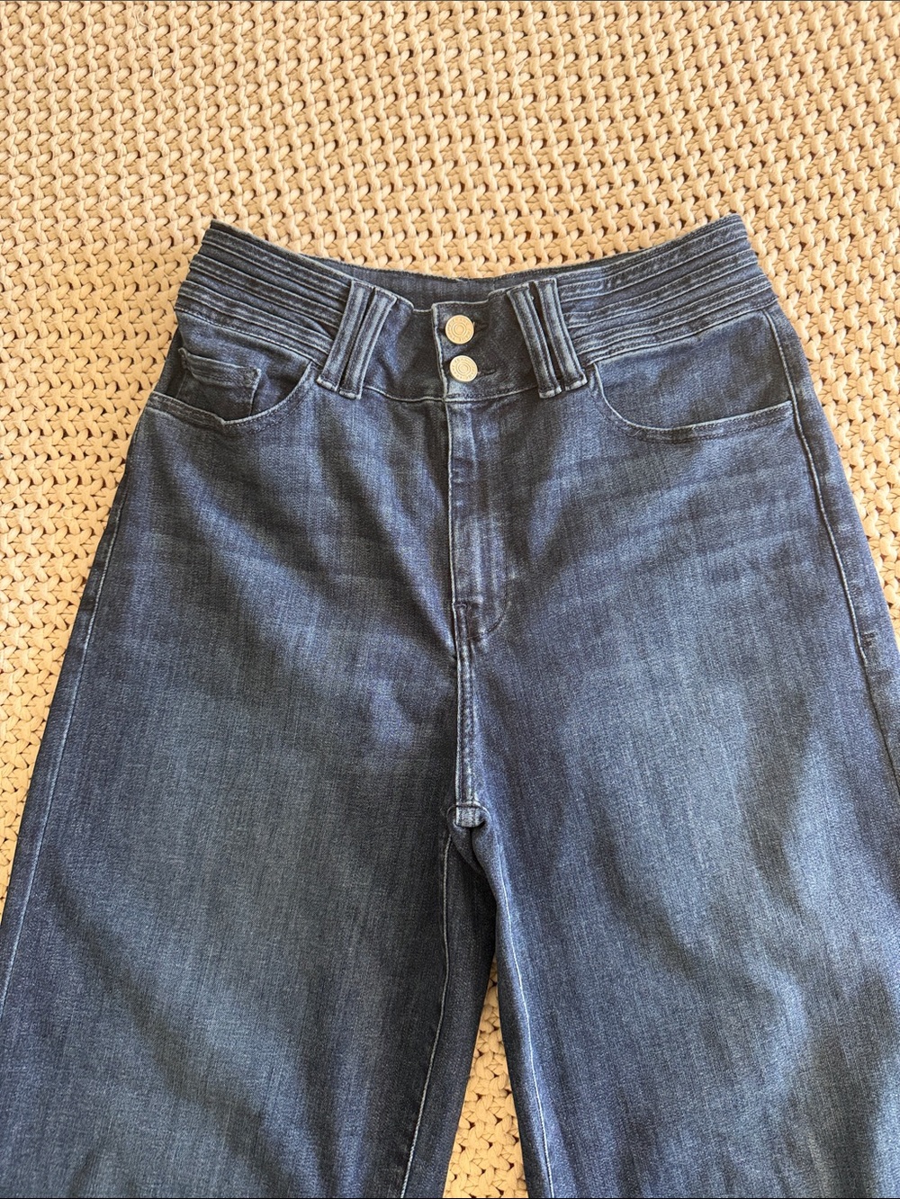 Frame Wide Leg Dark Blue Women's Jeans - Picture 2 of 3